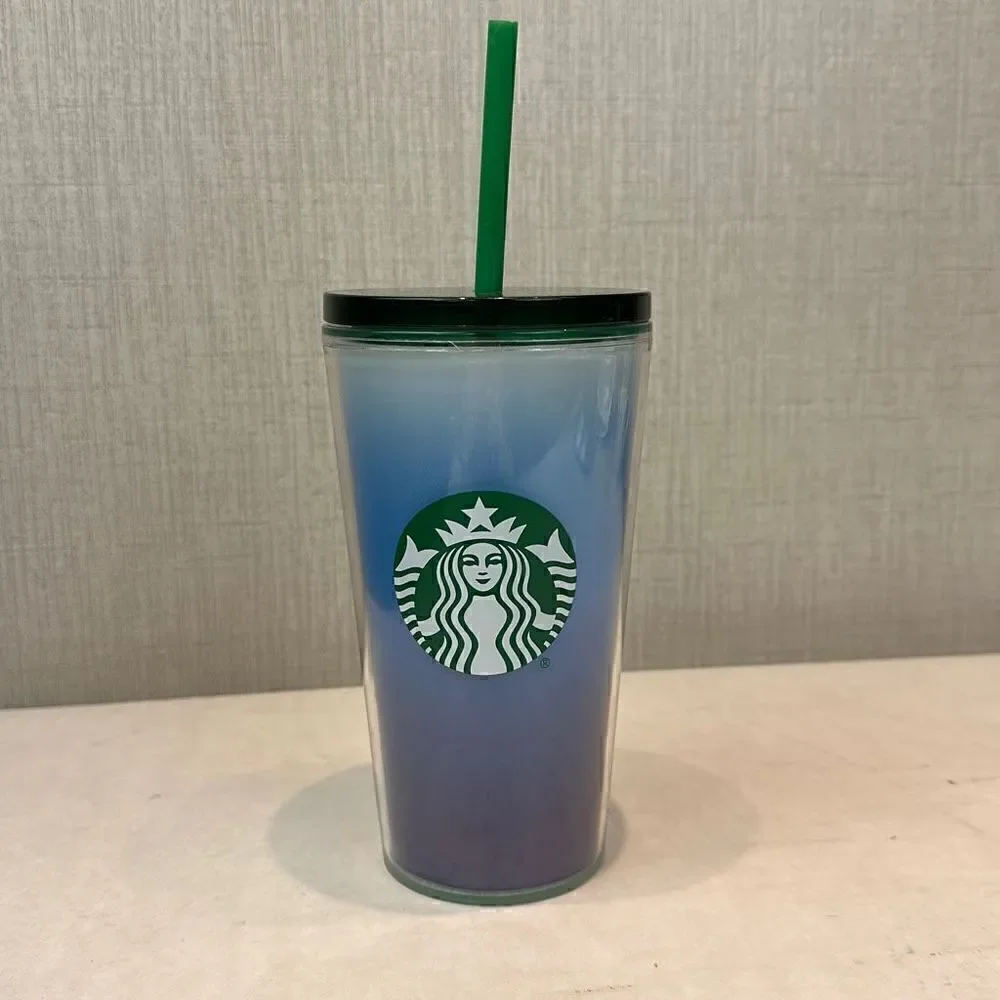 Starbucks 2021 Tumbler 16 Oz Blue Ombré Green Lid Straw Cup